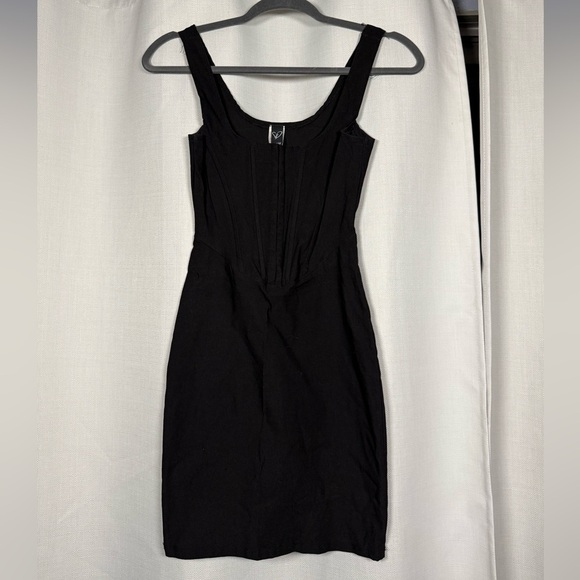 Windsor Sweet And Sassy Square Neck Black Corset Mini Dress Small - Picture 4 of 10